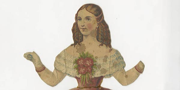 Paper doll in a floral dress