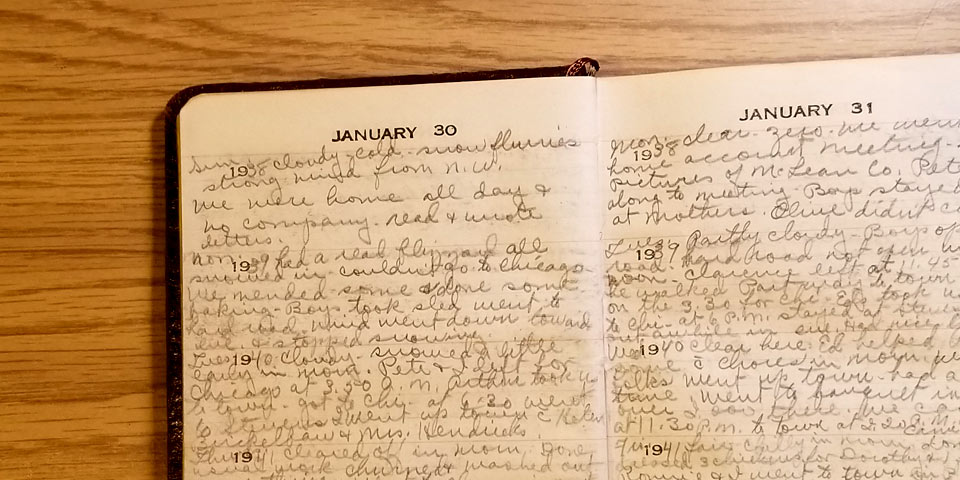 Handwritten diary pages